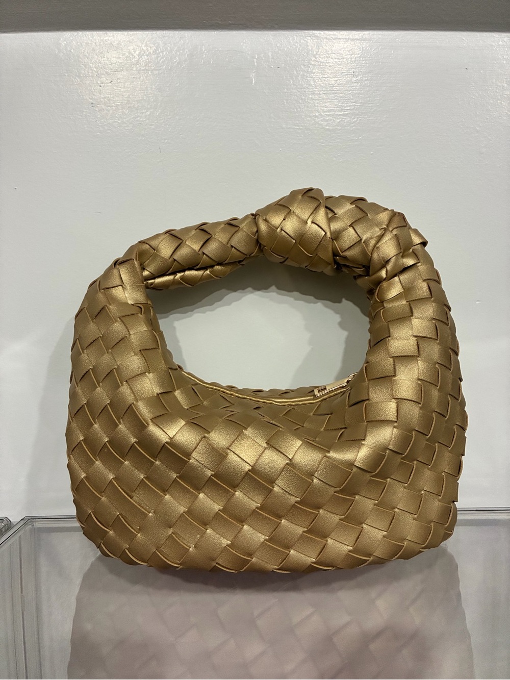 Metallic Gold Woven Knot Bag